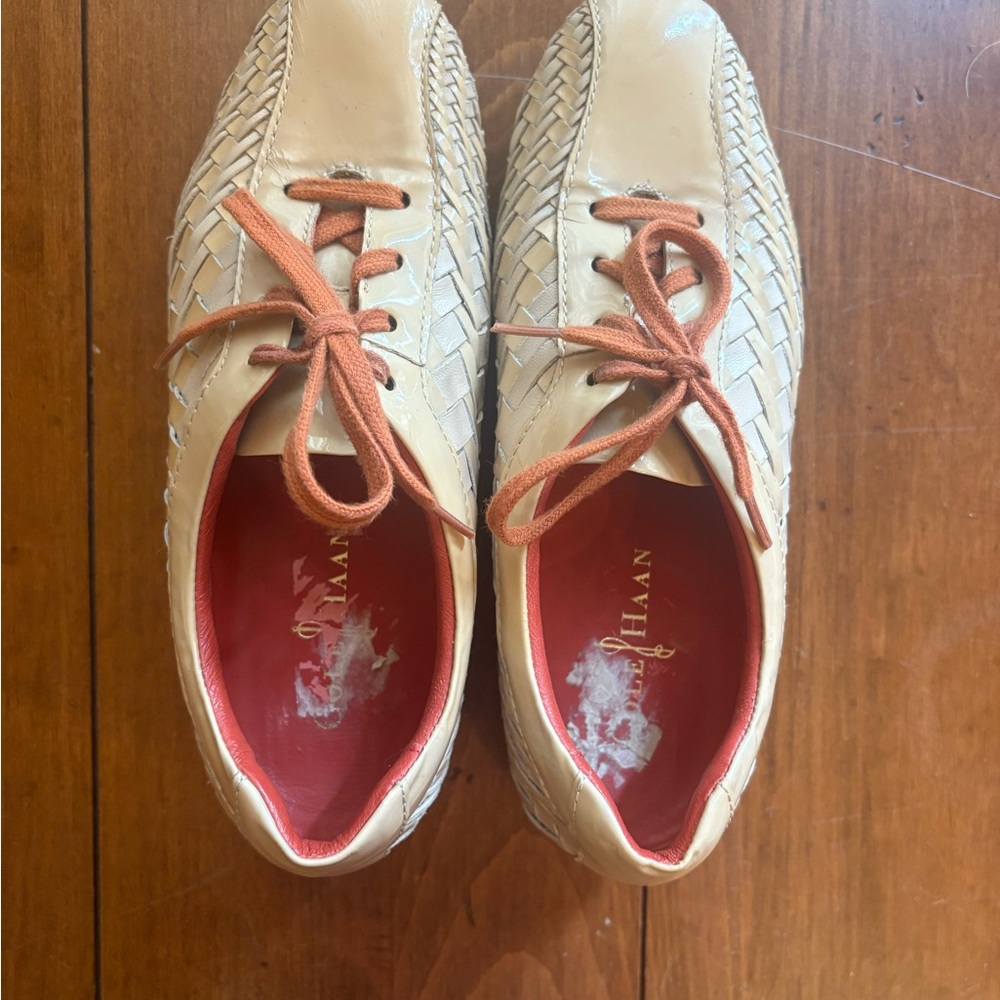 Cole Haan Nike Air Tan Woven Leather Lace-Ups